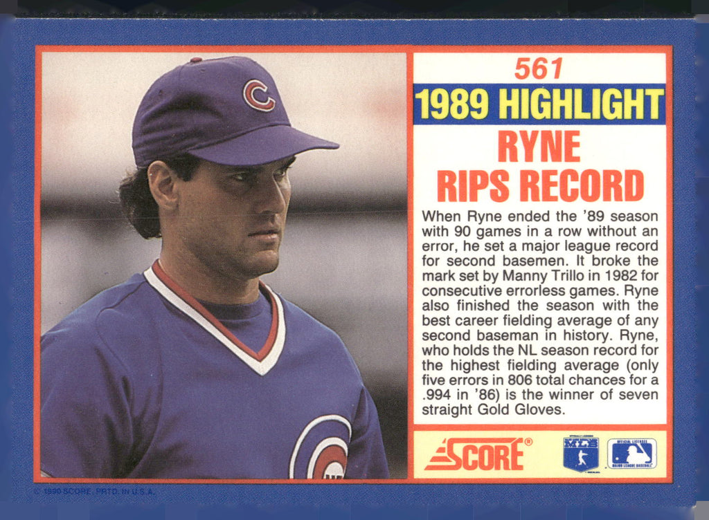 1990 Score #561a Ryne Sandberg