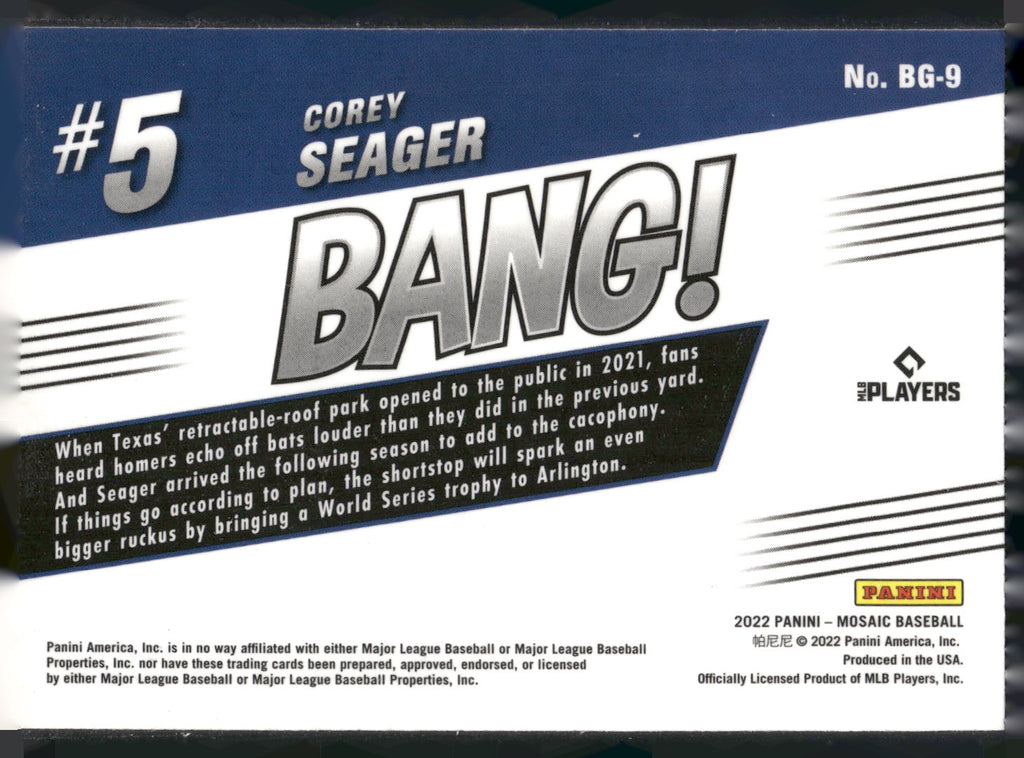 2022 Panini Mosaic #BG-9 Corey Seager Bang!