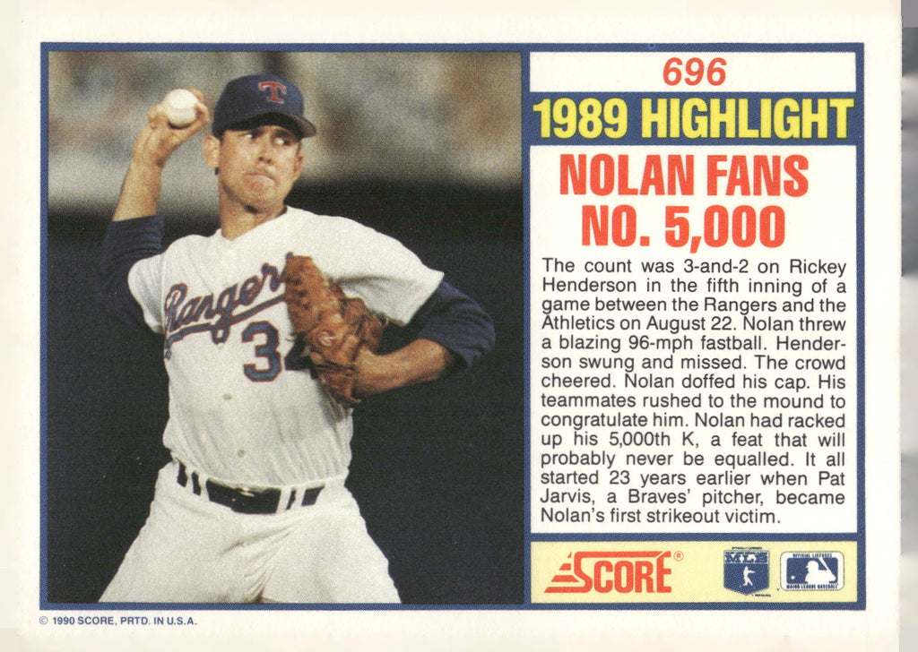 1990 Score #696 Nolan Ryan