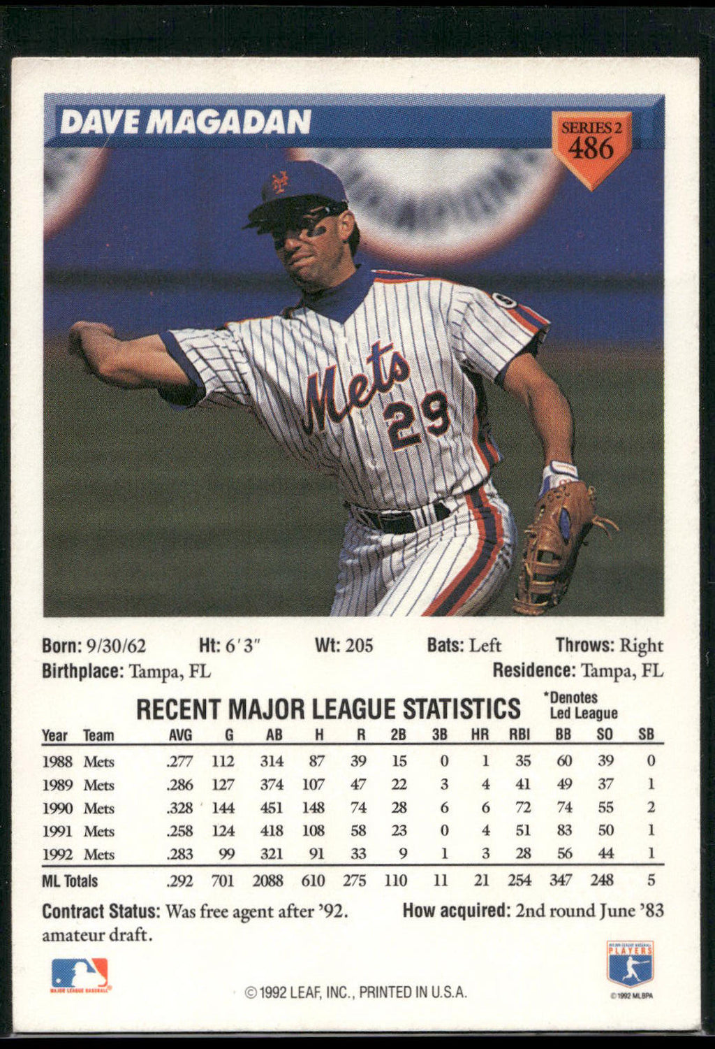 1993 Donruss #486 Dave Magadan