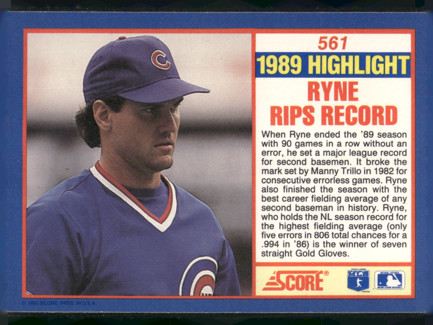 1990 Score #561a Ryne Sandberg