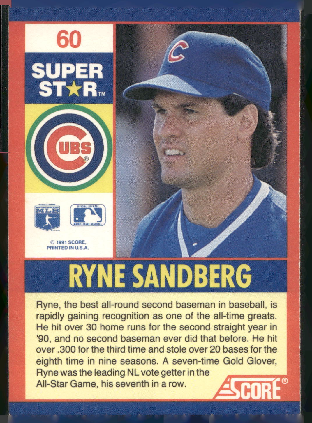 1991 Score 100 Superstars #60 Ryne Sandberg