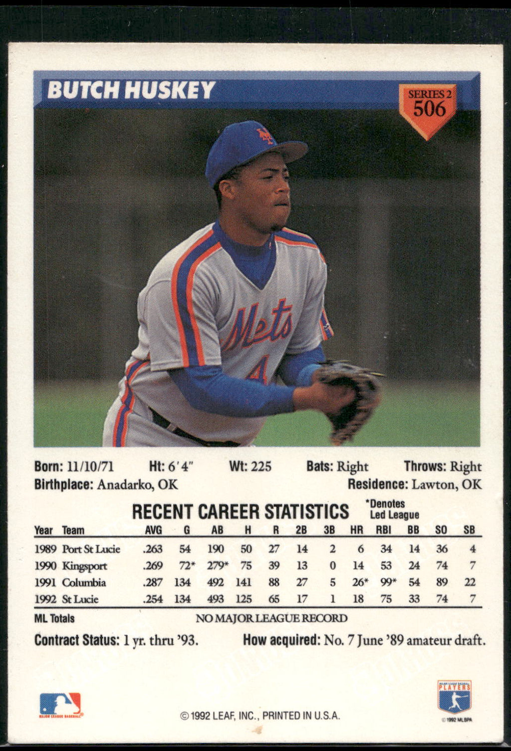 1993 Donruss #506 Butch Huskey