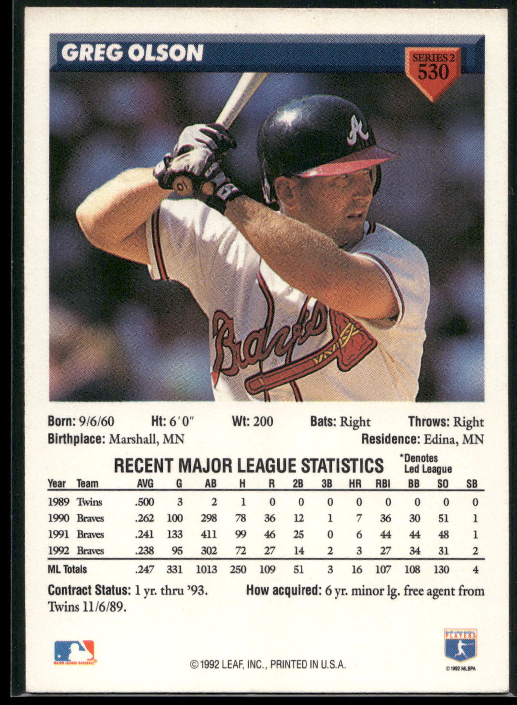 1993 Donruss #530 Greg Olson