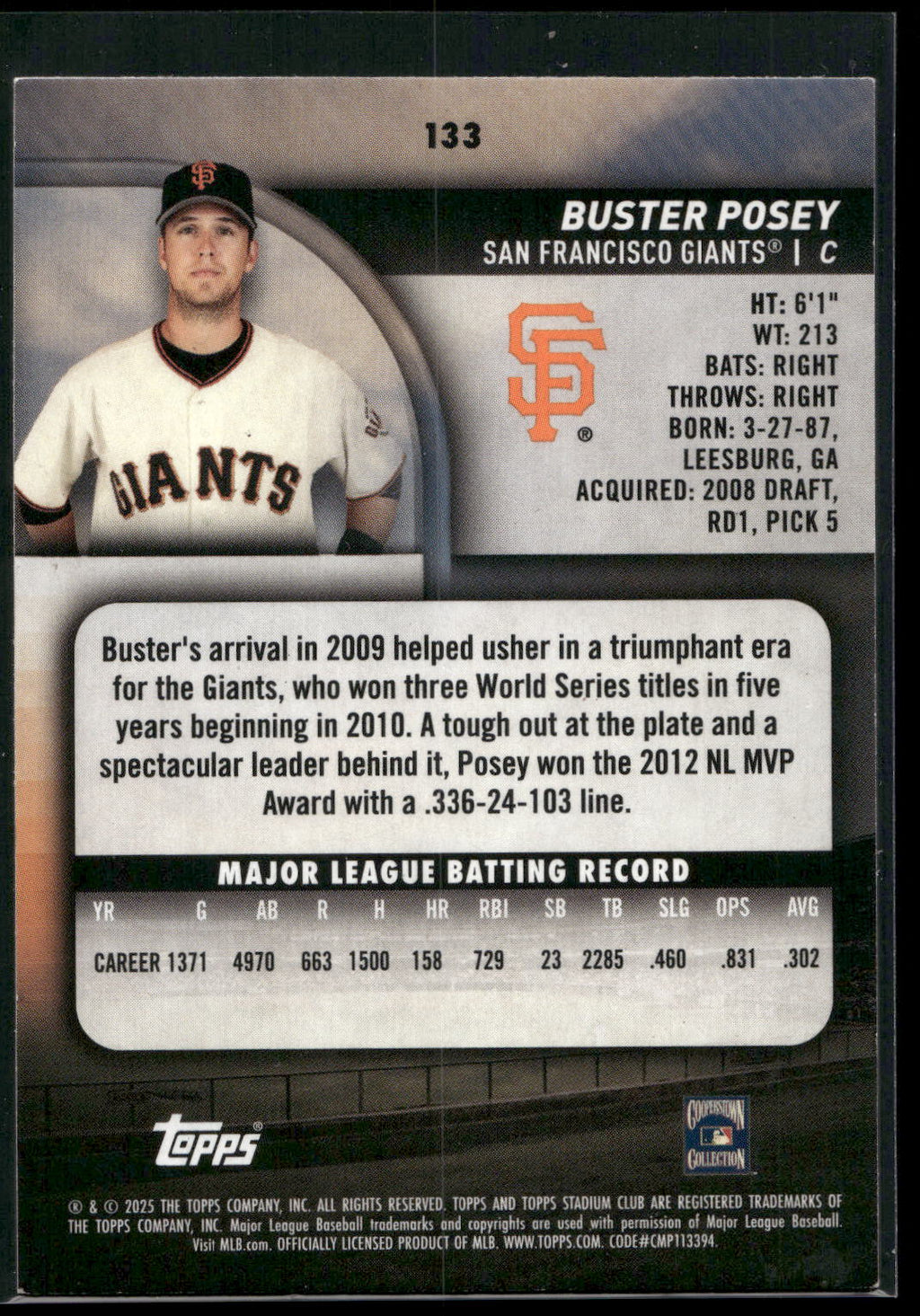 2025 Stadium Club #133 Buster Posey