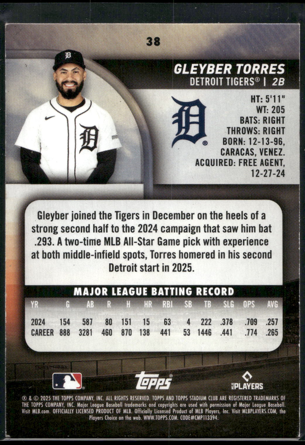 2025 Stadium Club #38 Gleyber Torres