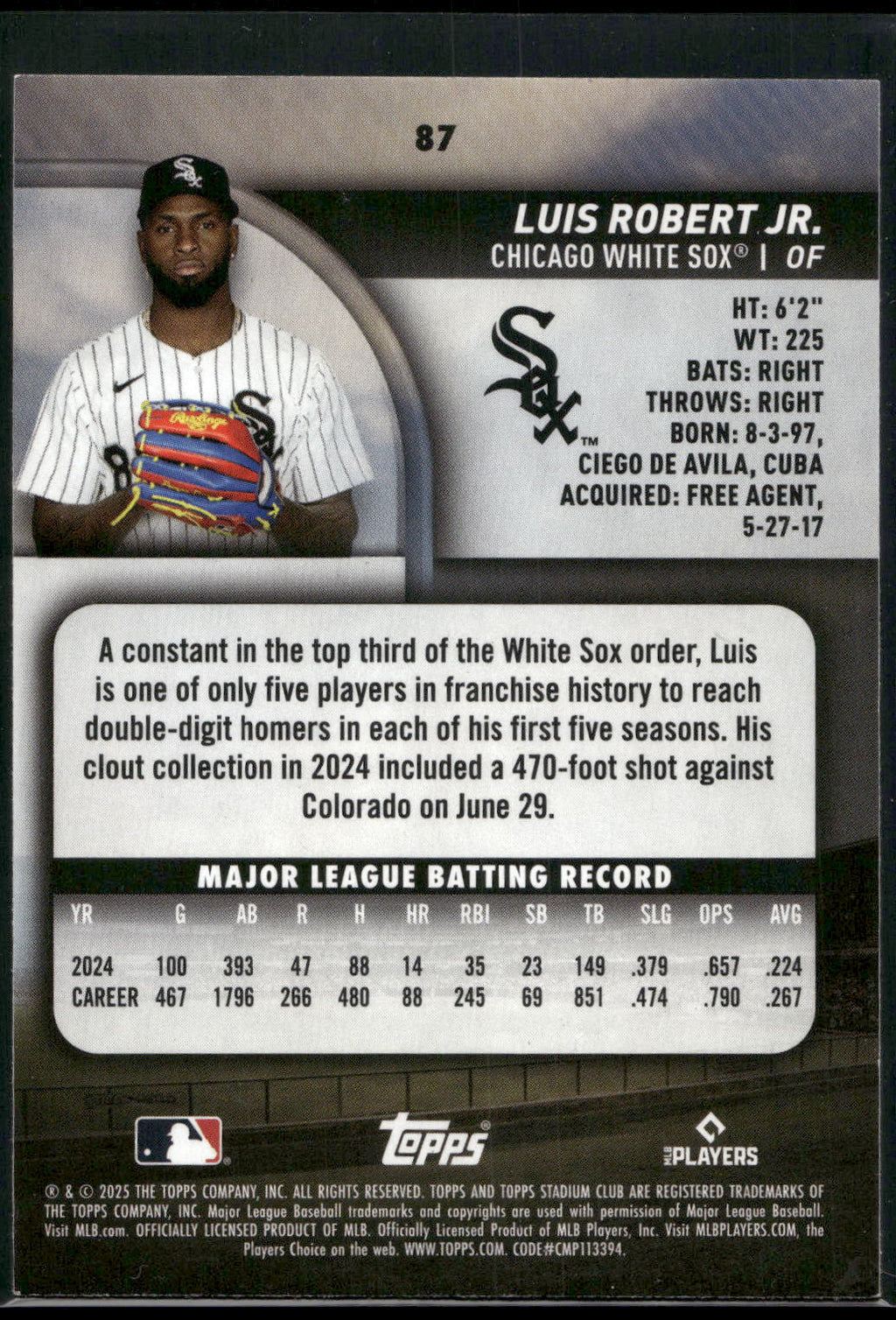2025 Stadium Club #87 Luis Robert Jr.