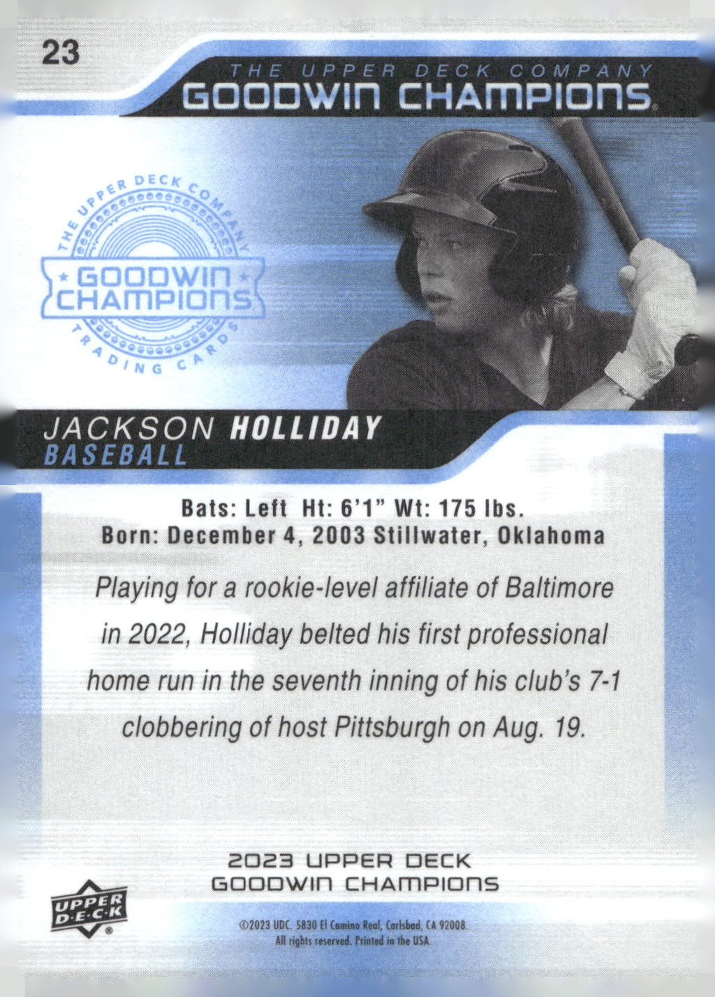 2023 Upper Deck Goodwin Champions #23 Jackson Holliday