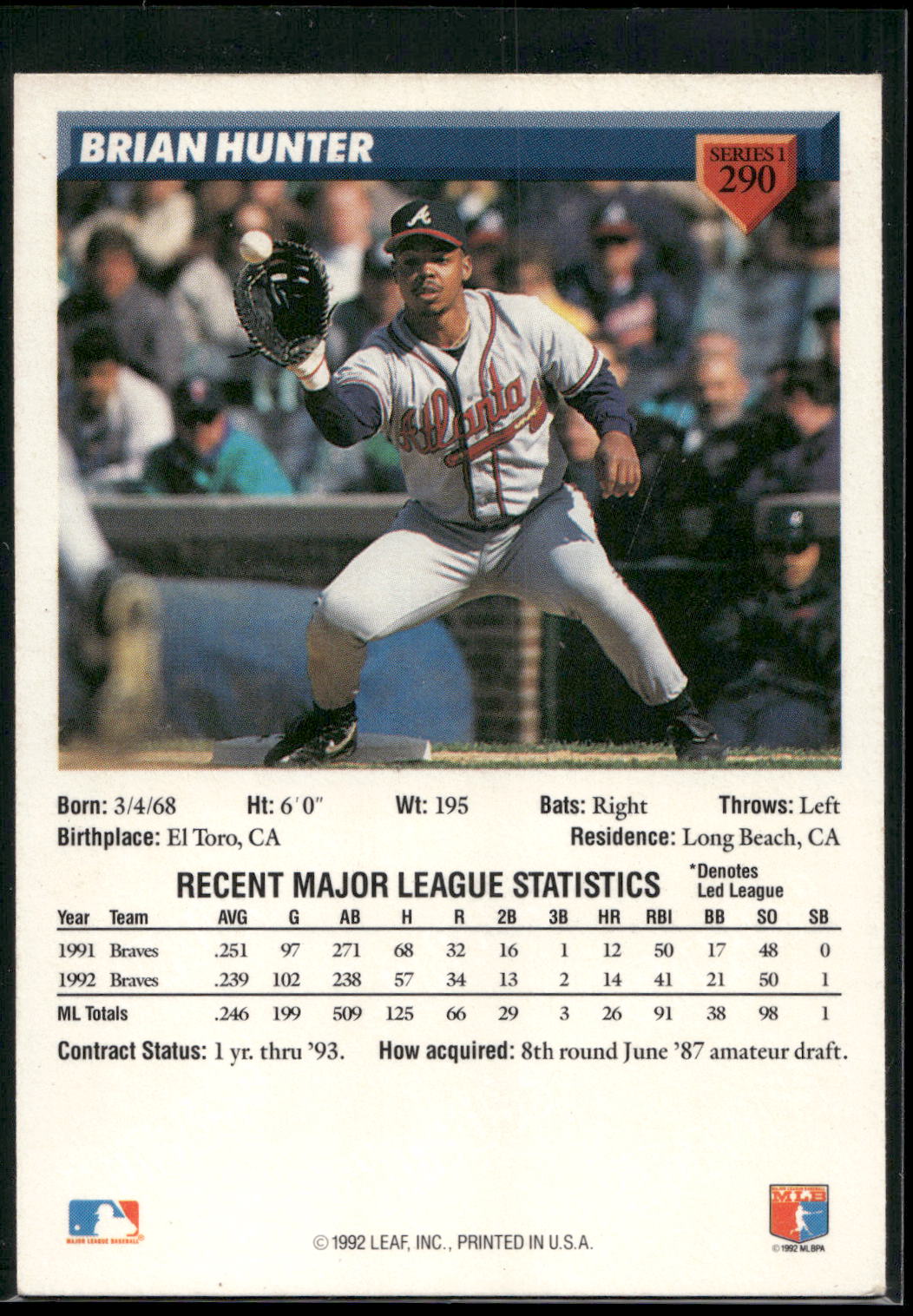 1993 Donruss #290 Brian Hunter
