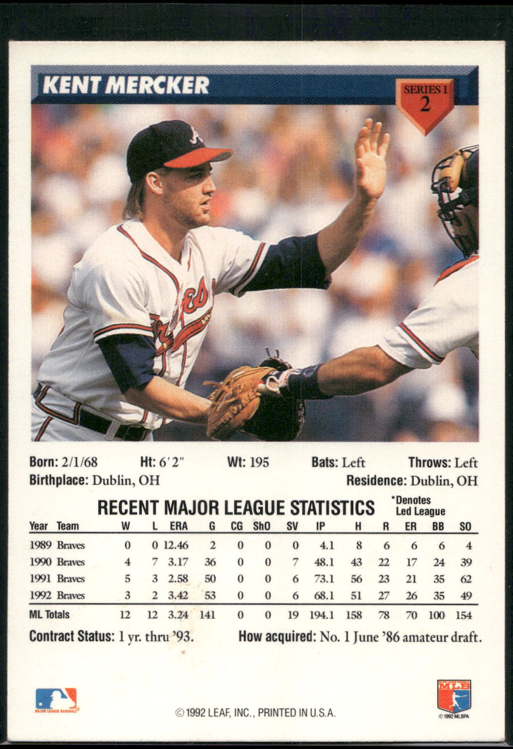 1993 Donruss #2 Kent Mercker