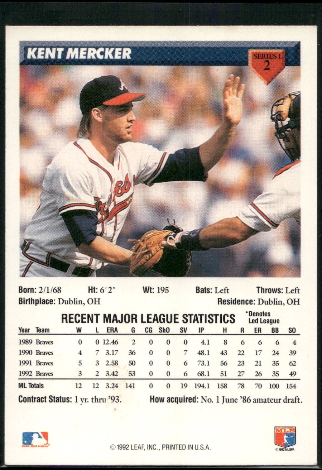 1993 Donruss #2 Kent Mercker
