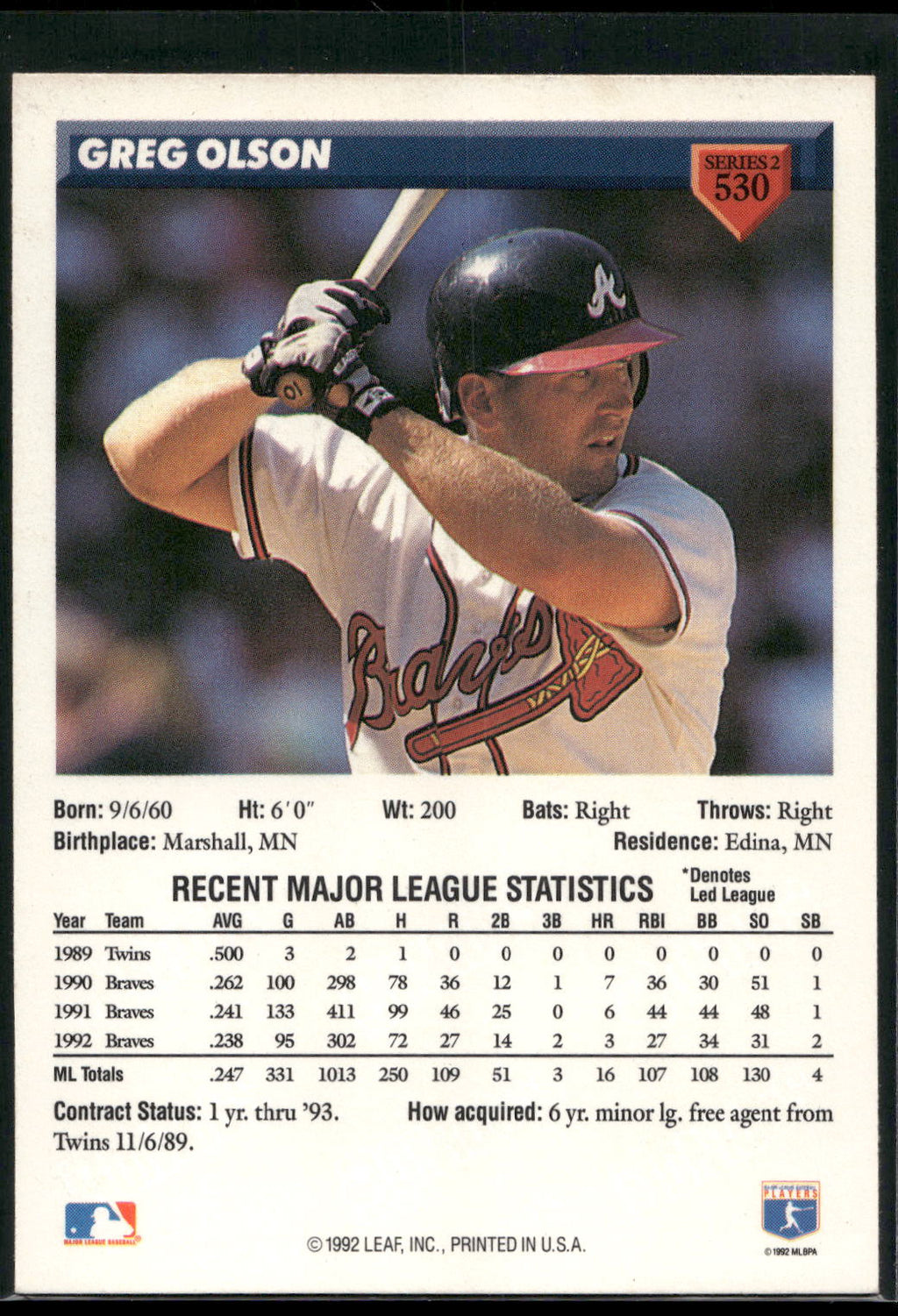 1993 Donruss #530 Greg Olson