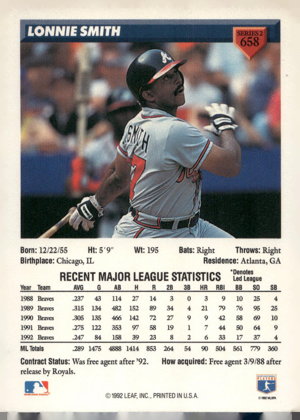 1993 Donruss #658 Lonnie Smith