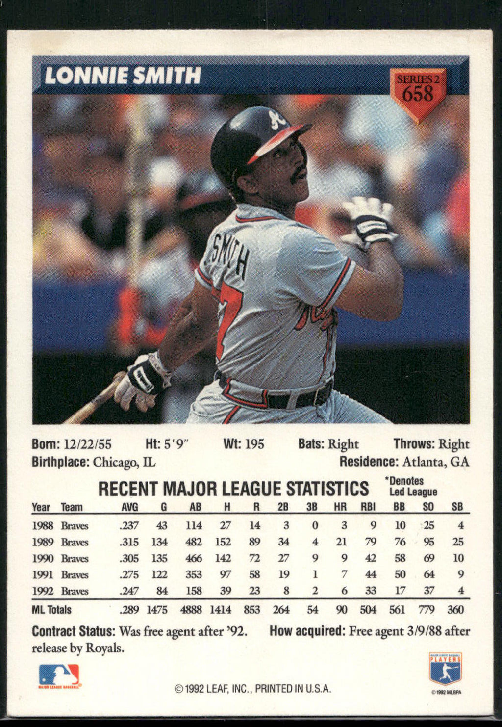1993 Donruss #658 Lonnie Smith