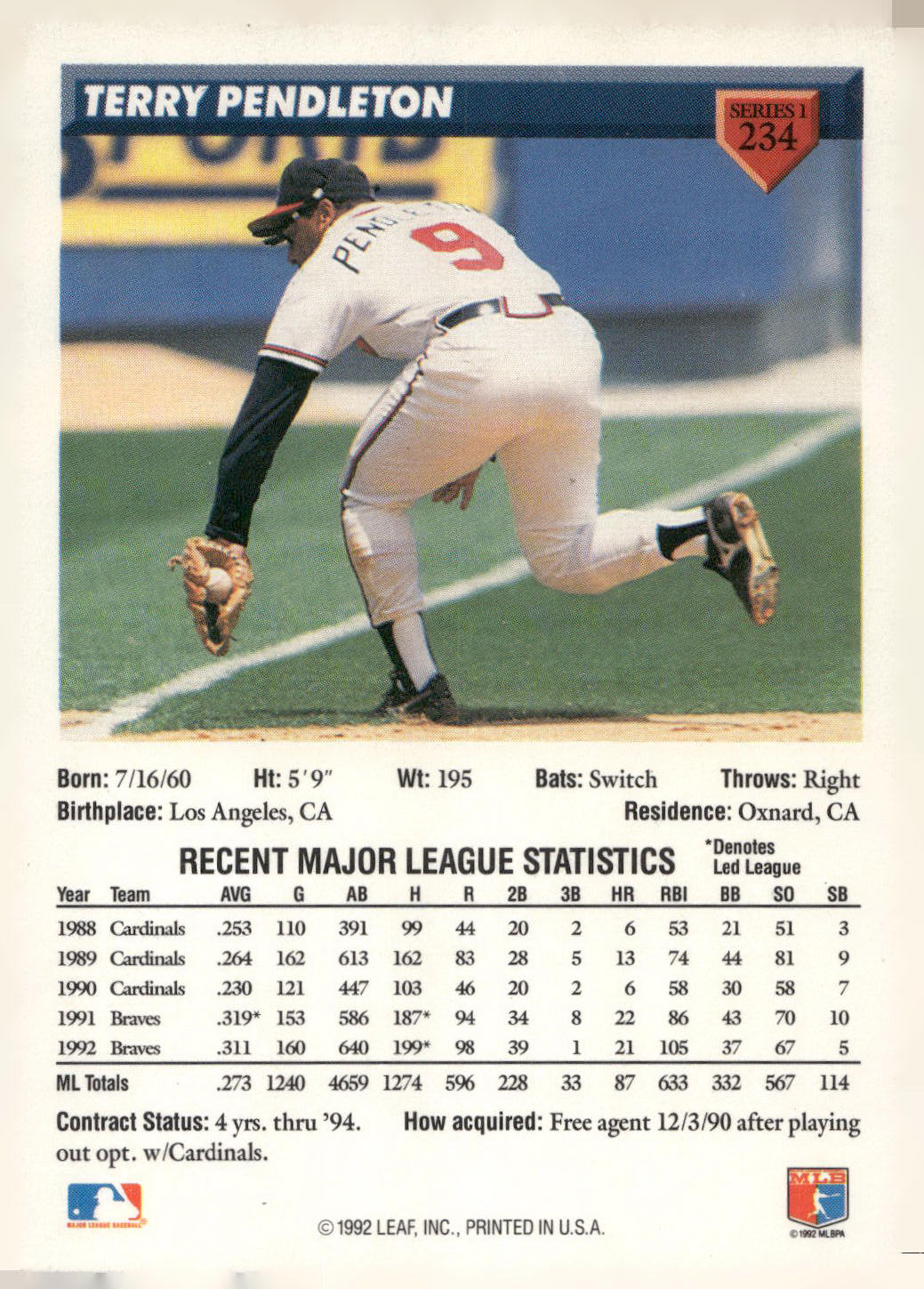 1993 Donruss #234 Terry Pendleton