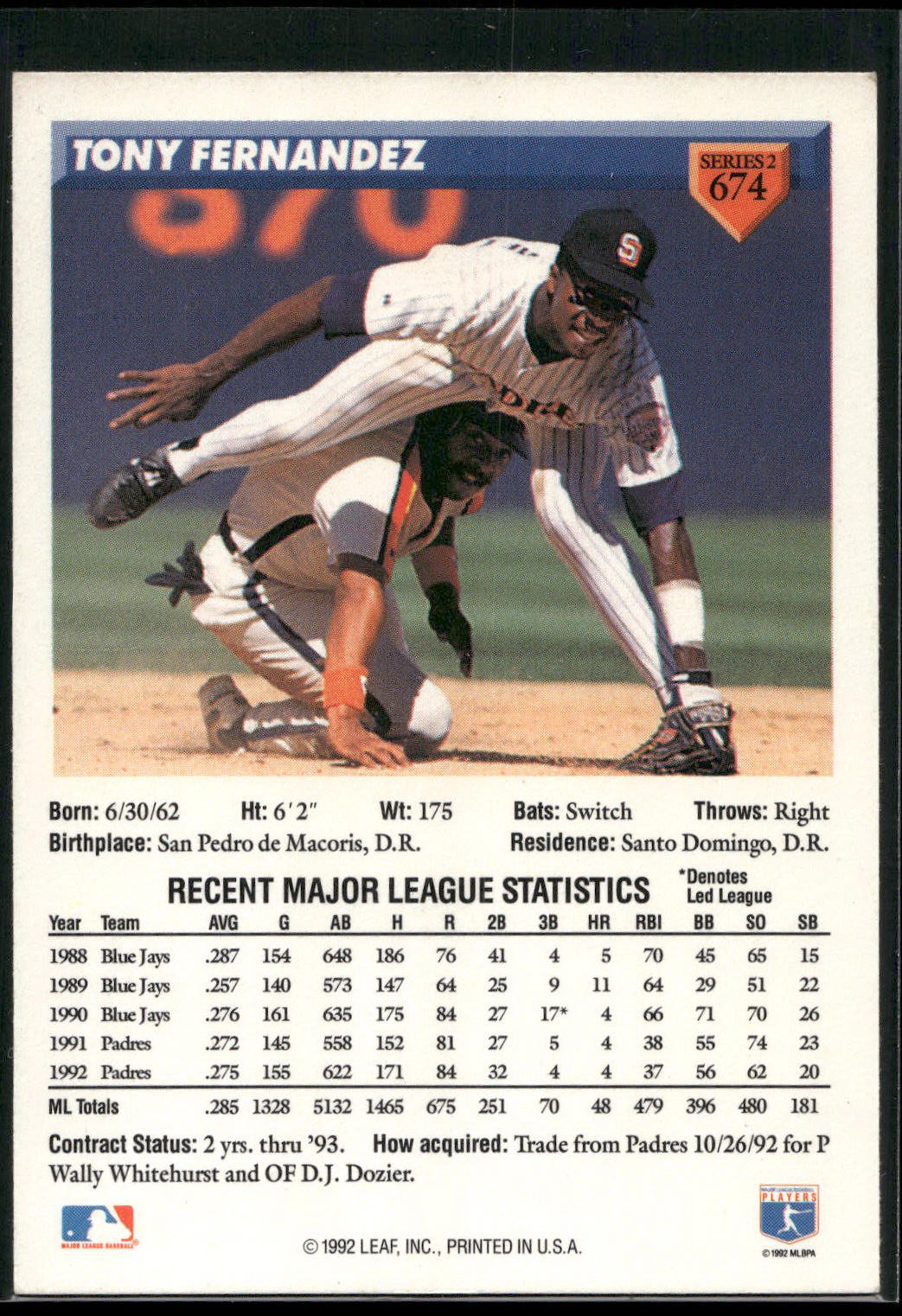 1993 Donruss #674 Tony Fernandez