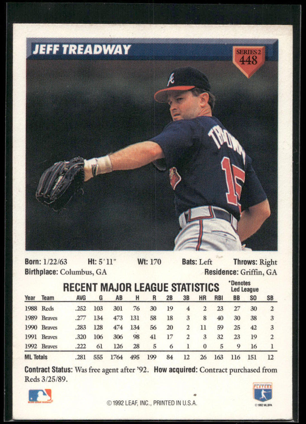 1993 Donruss #448 Jeff Treadway