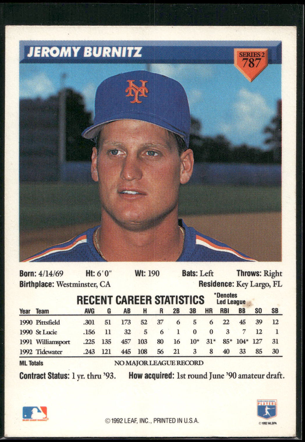 1993 Donruss #787 Jeromy Burnitz