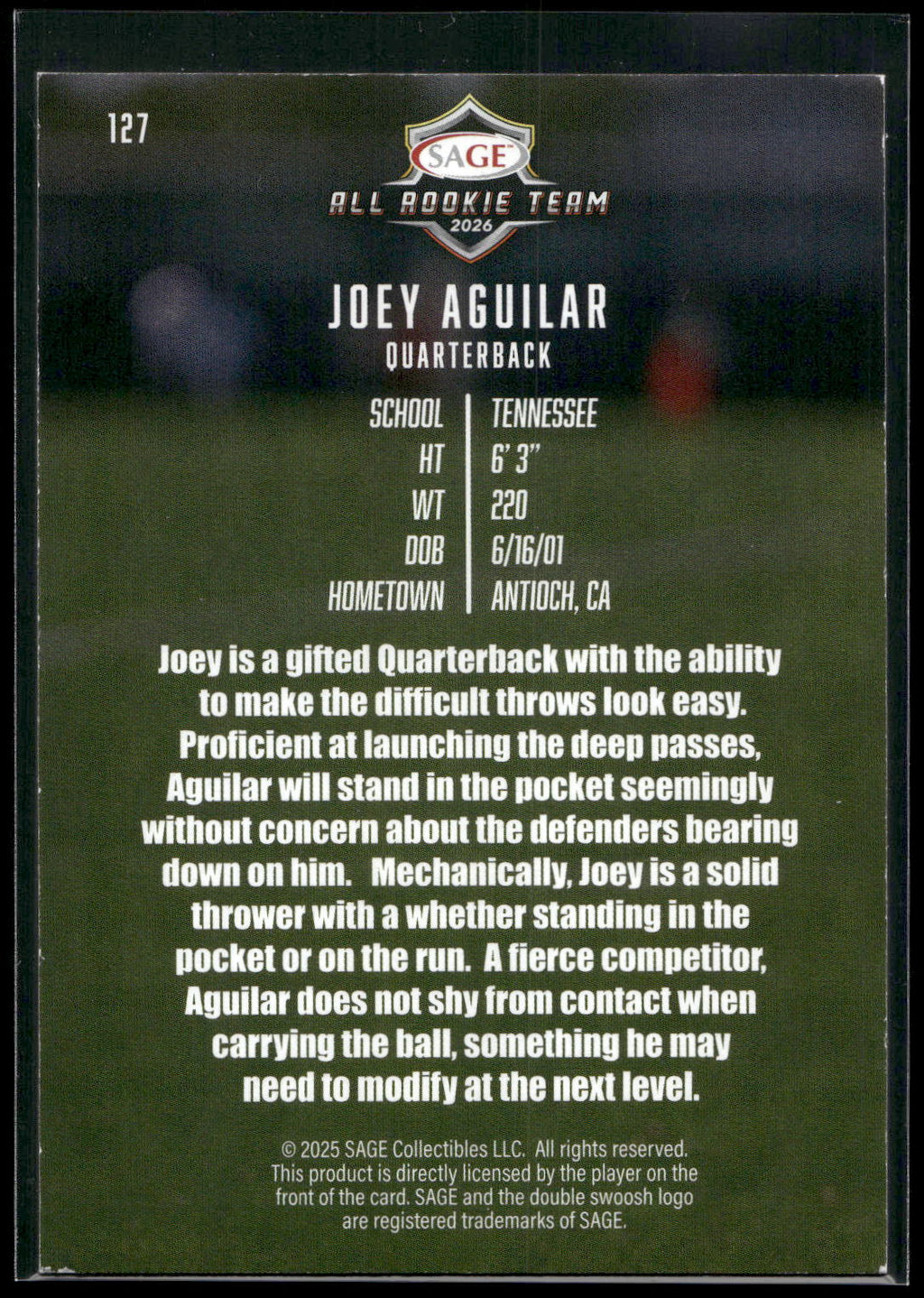 2026 SAGE #127 Joey Aguilar