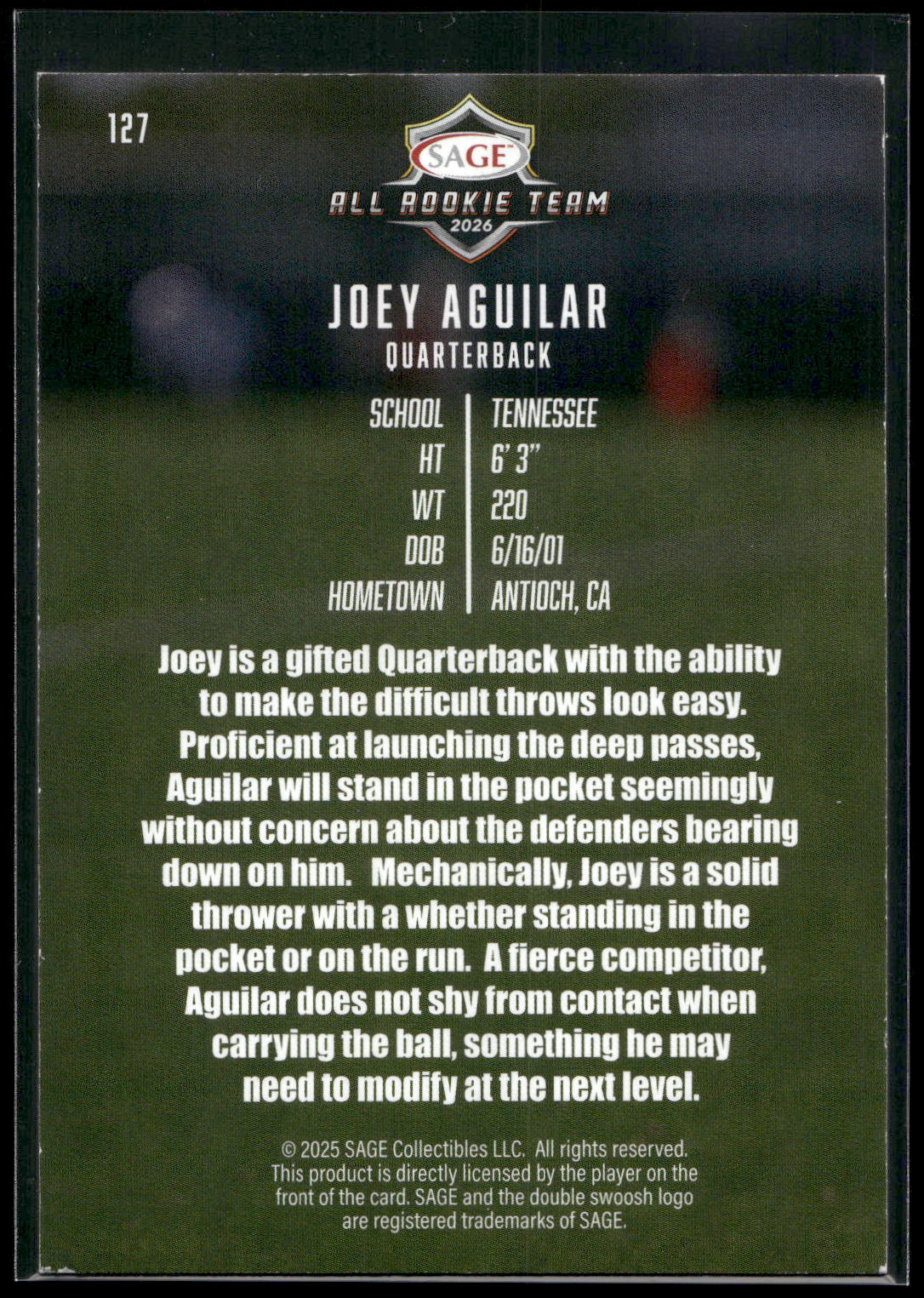 2026 SAGE #127 Joey Aguilar