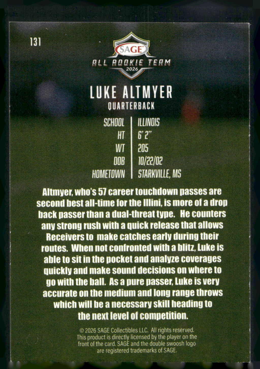 2026 SAGE #131 Luke Altmyer