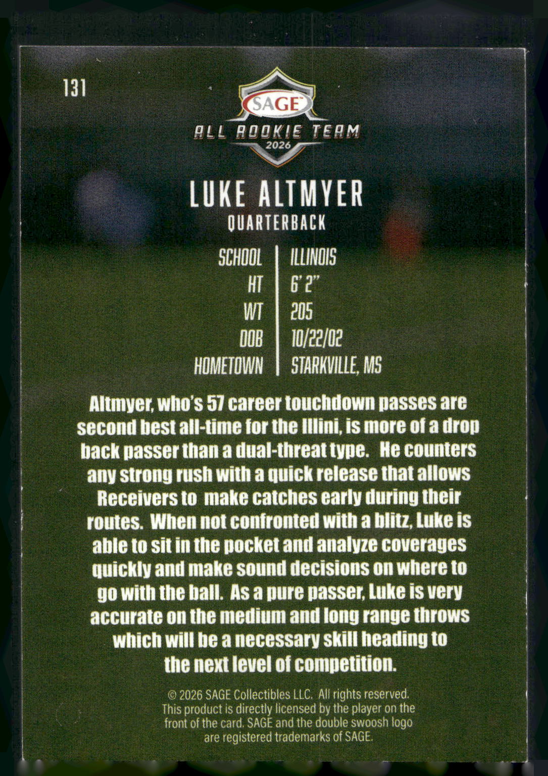 2026 SAGE #131 Luke Altmyer