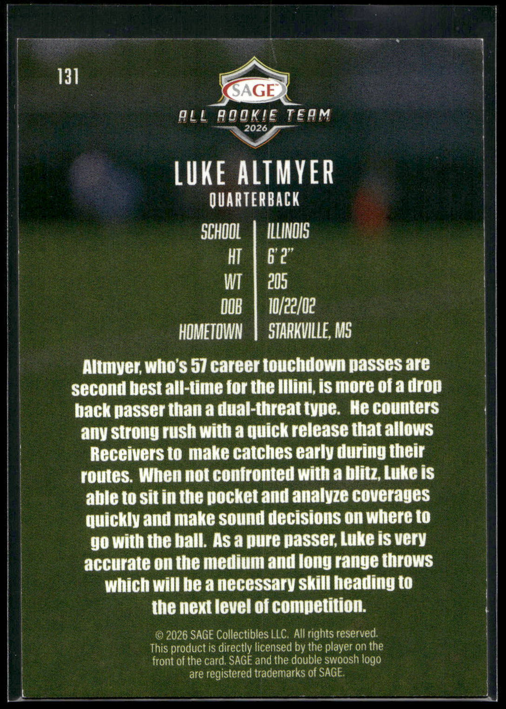 2026 SAGE #131 Luke Altmyer