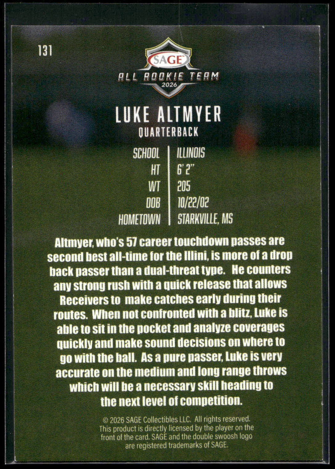 2026 SAGE #131 Luke Altmyer