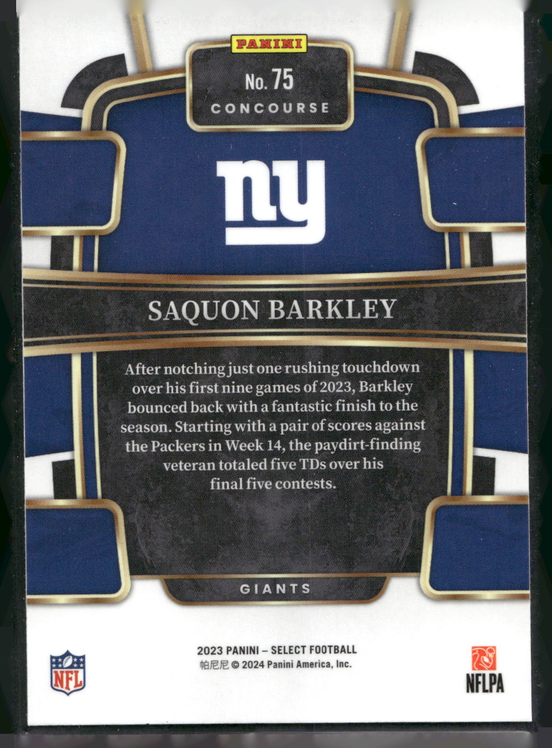 2023 Panini Select #75 Saquon Barkley