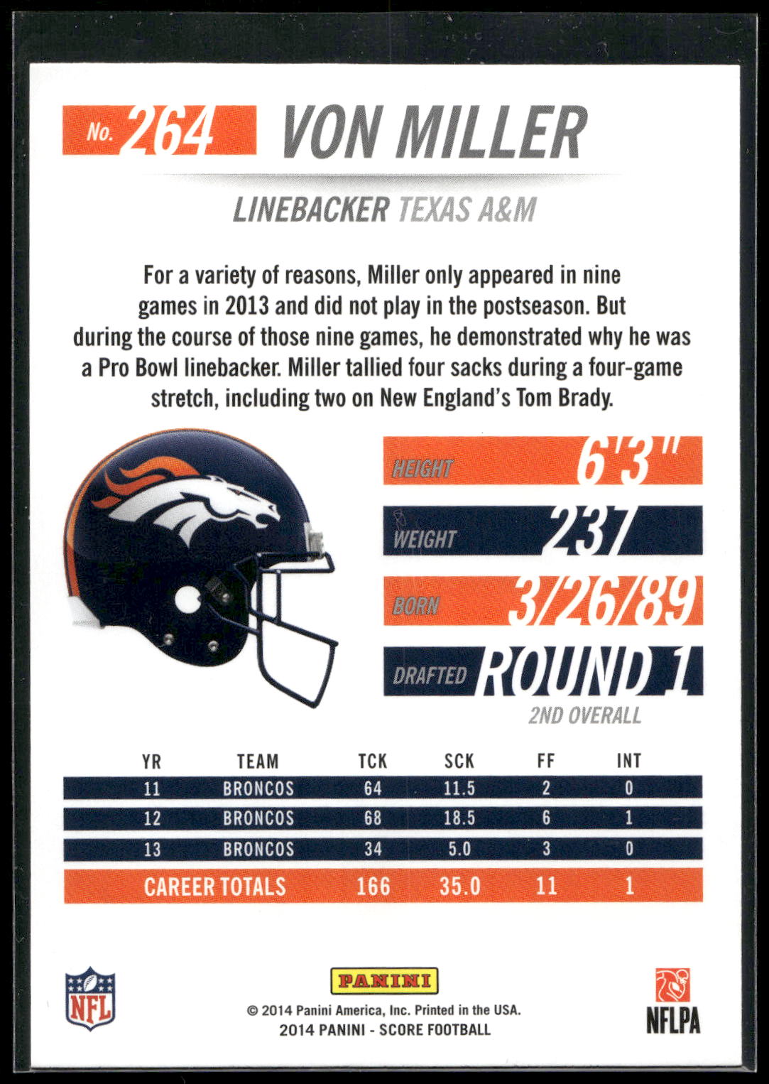 2014 Score #264 Von Miller
