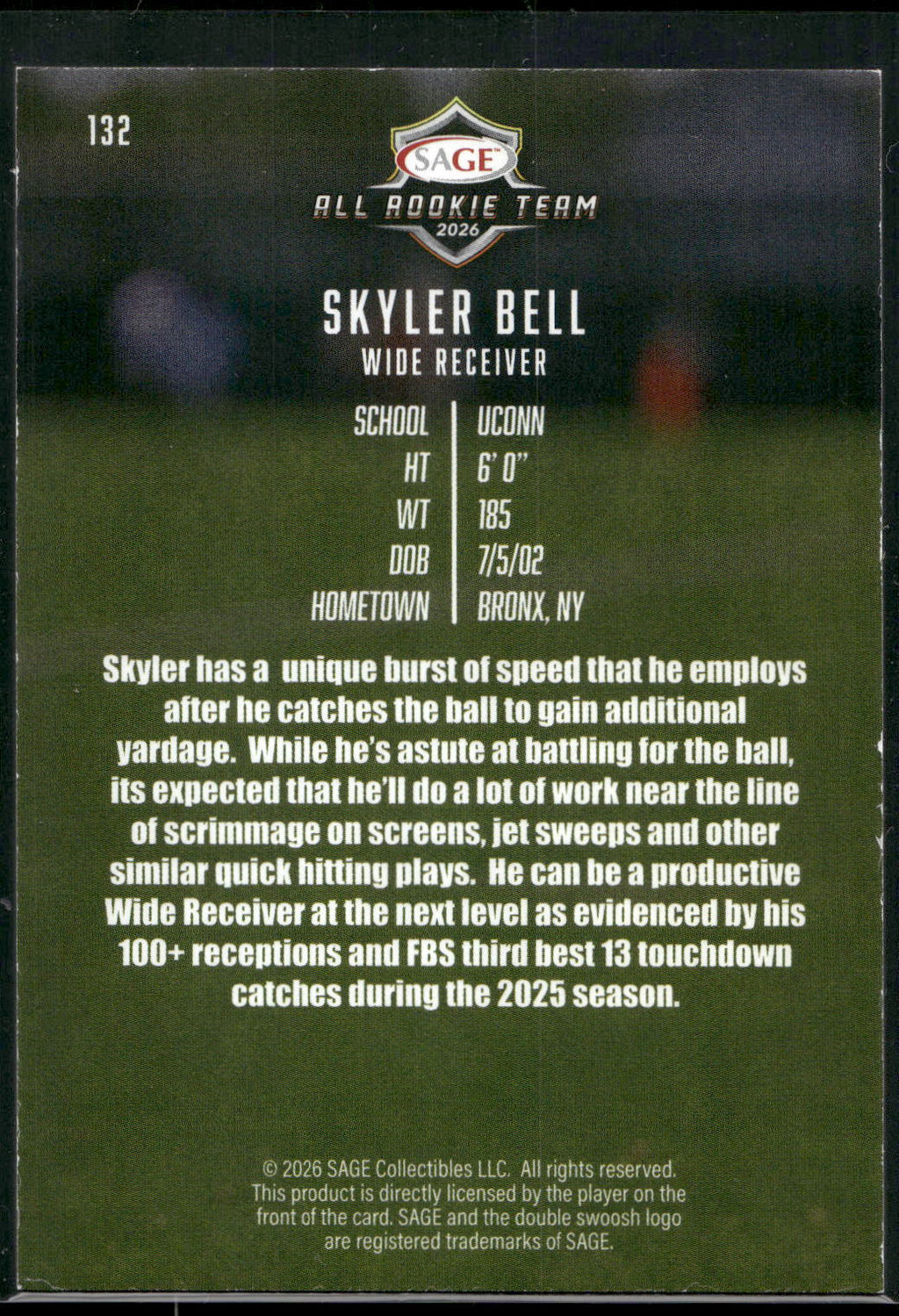 2026 SAGE #132 Skyler Bell