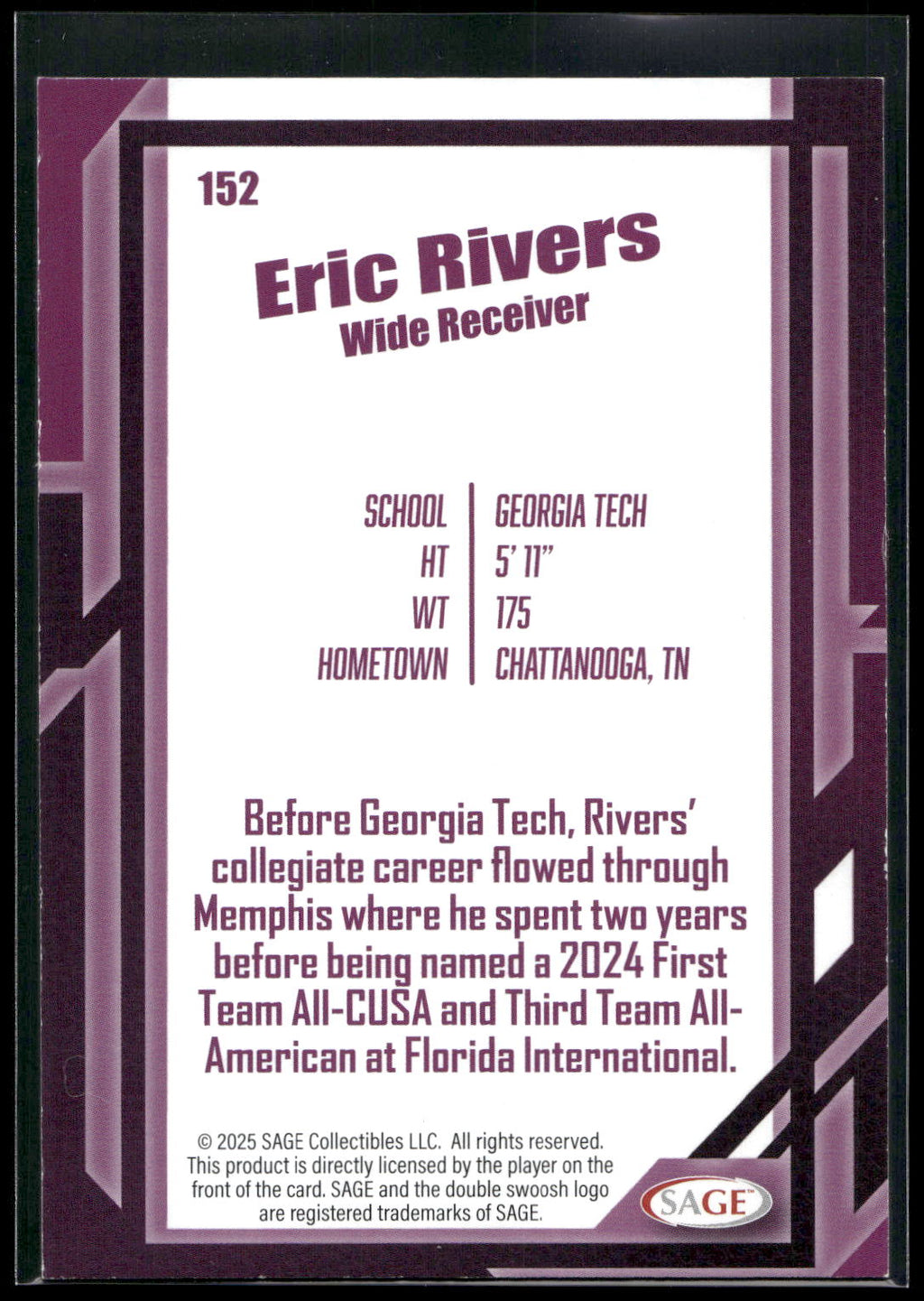 2026 SAGE #152 Eric Rivers Black