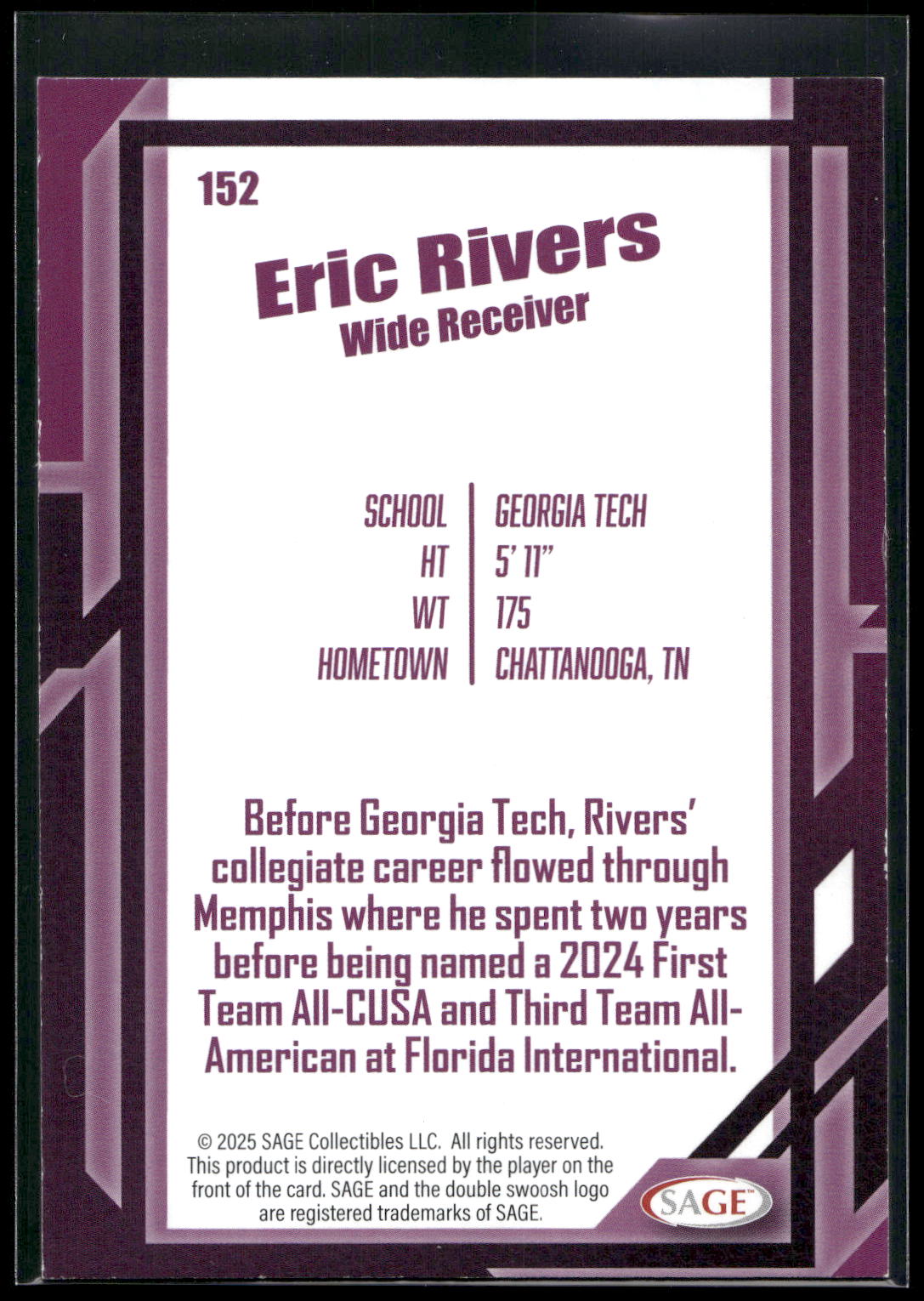 2026 SAGE #152 Eric Rivers Black