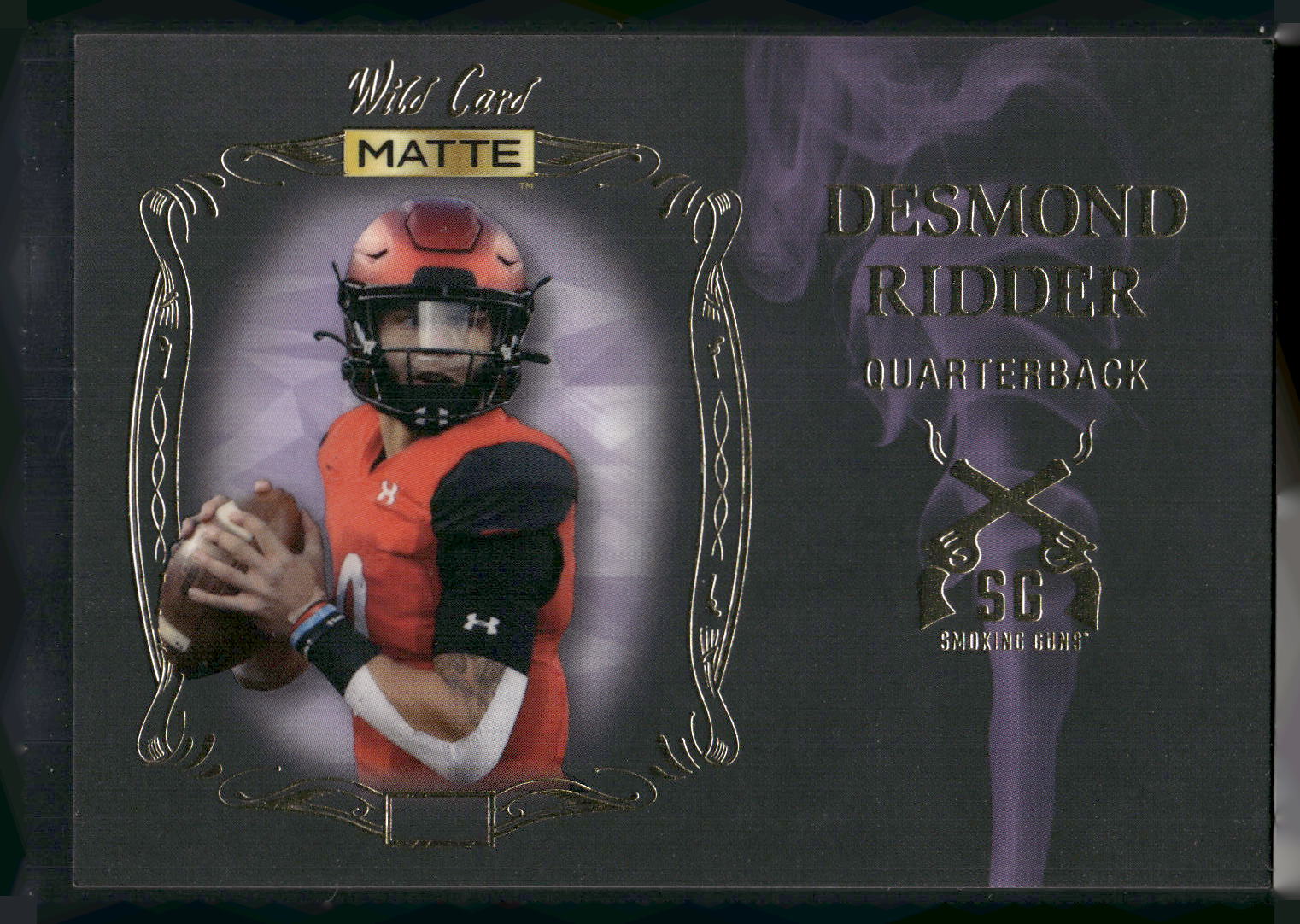 2022 Wild Card Matte #SG-3 Desmond Ridder Smoking Guns Black/Purple