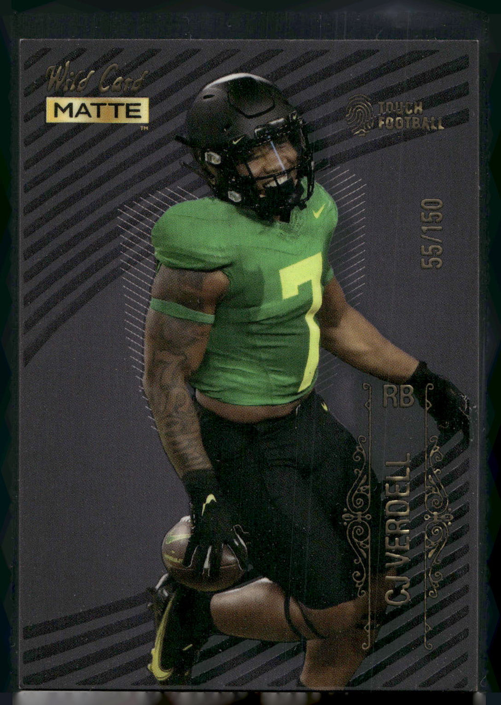 2022 Wild Card Matte #MB-18 C.J. Verdell Touch Football Pattern Three #/150