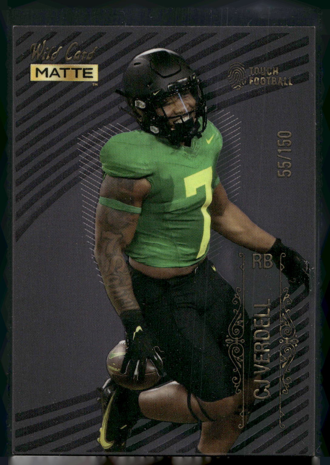2022 Wild Card Matte #MB-18 C.J. Verdell Touch Football Pattern Three #/150