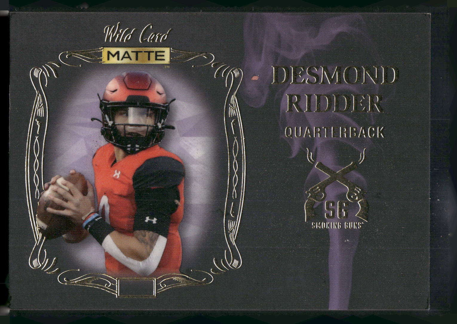 2022 Wild Card Matte #SG-3 Desmond Ridder Smoking Guns Black/Purple
