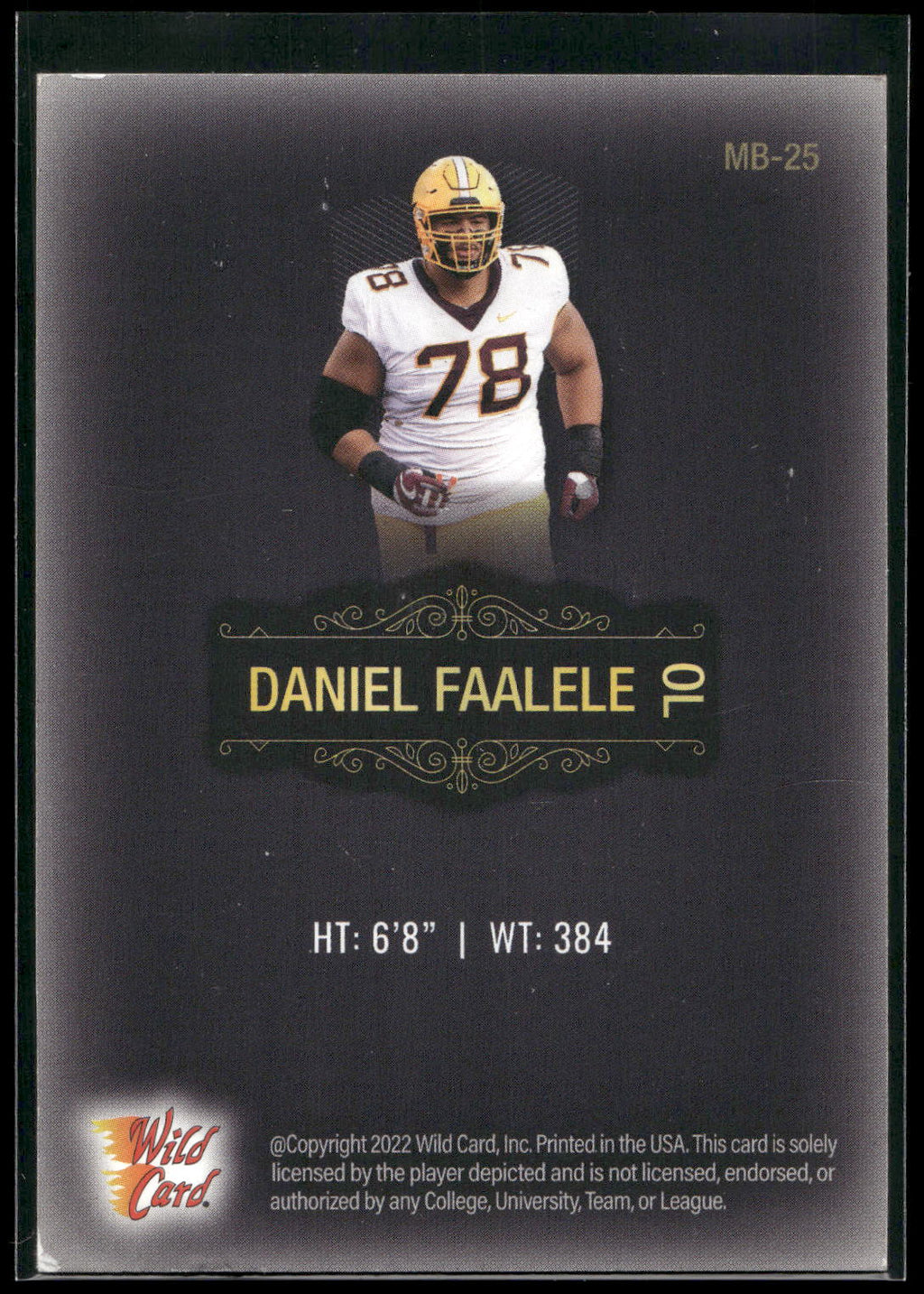 2022 Wild Card Matte #MB-25 Daniel Faalele Black