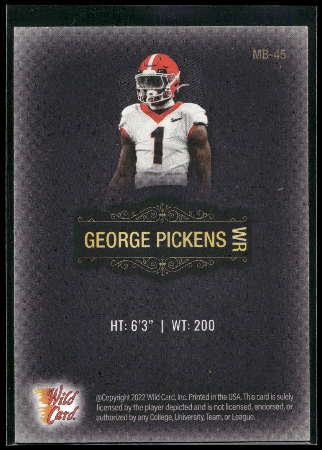 2022 Wild Card Matte #MB-45 George Pickens Black