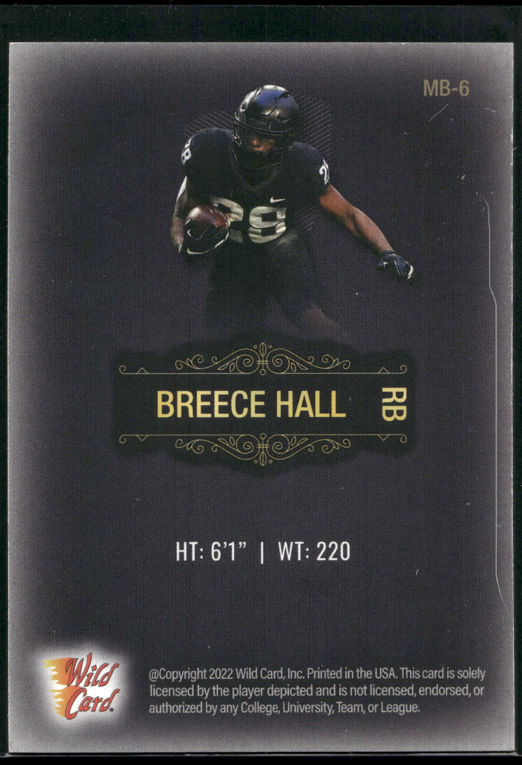 2022 Wild Card Matte #MB-6 Breece Hall Black