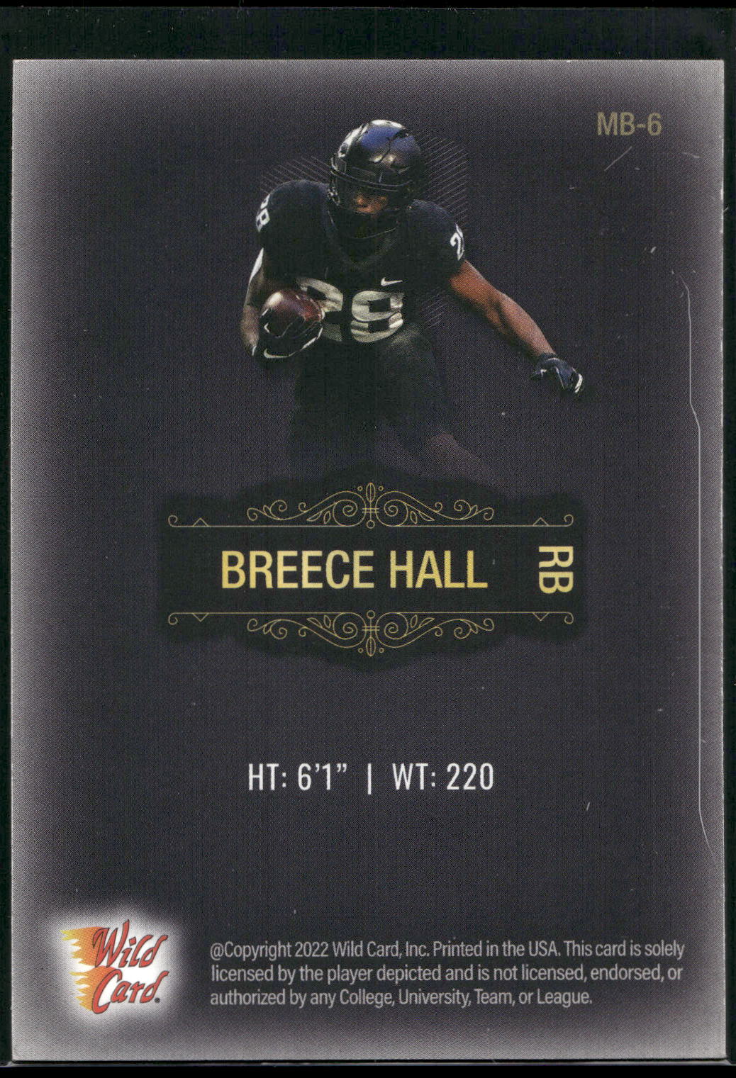 2022 Wild Card Matte #MB-6 Breece Hall Black