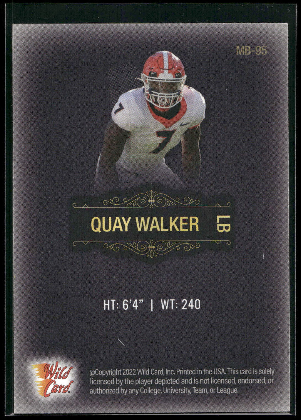2022 Wild Card Matte #MB-95 Quay Walker Black