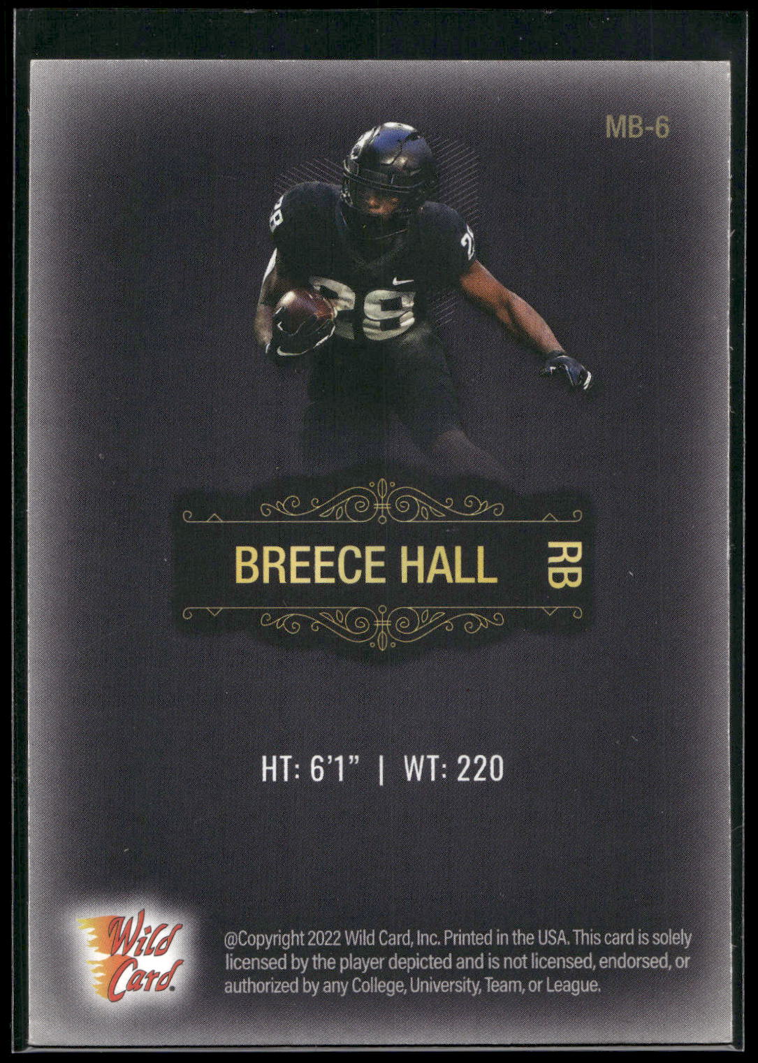 2022 Wild Card Matte #MB-6 Breece Hall Black