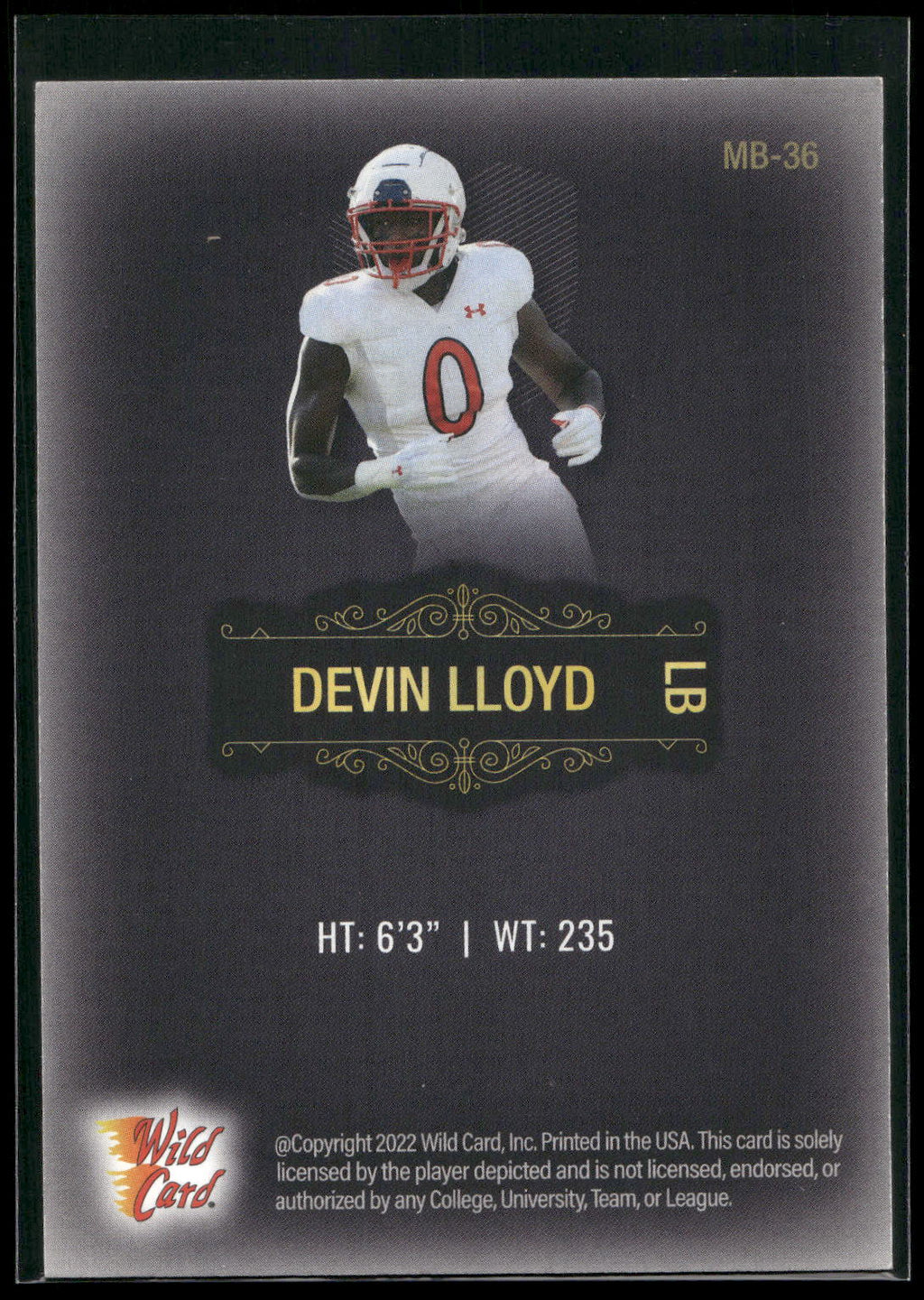 2022 Wild Card Matte #MB-36 Devin Lloyd Black