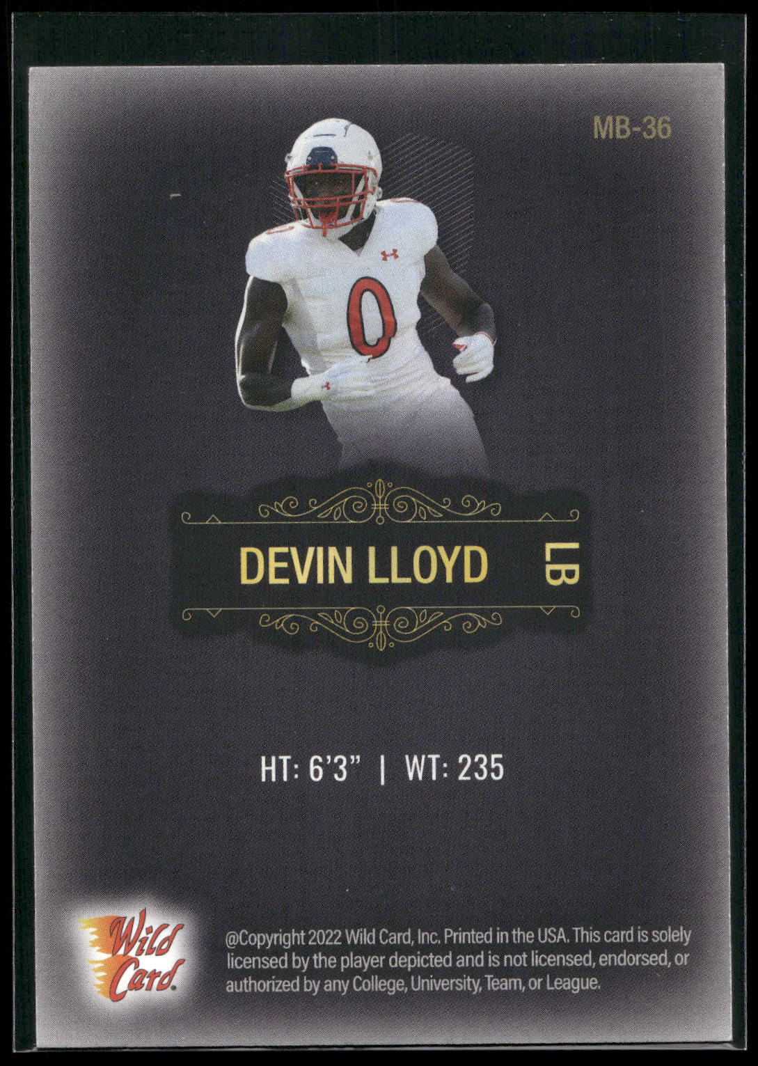 2022 Wild Card Matte #MB-36 Devin Lloyd Black