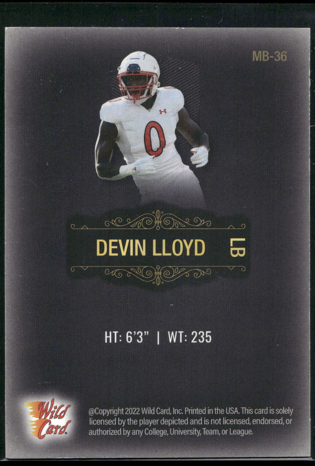 2022 Wild Card Matte #MB-36 Devin Lloyd Black