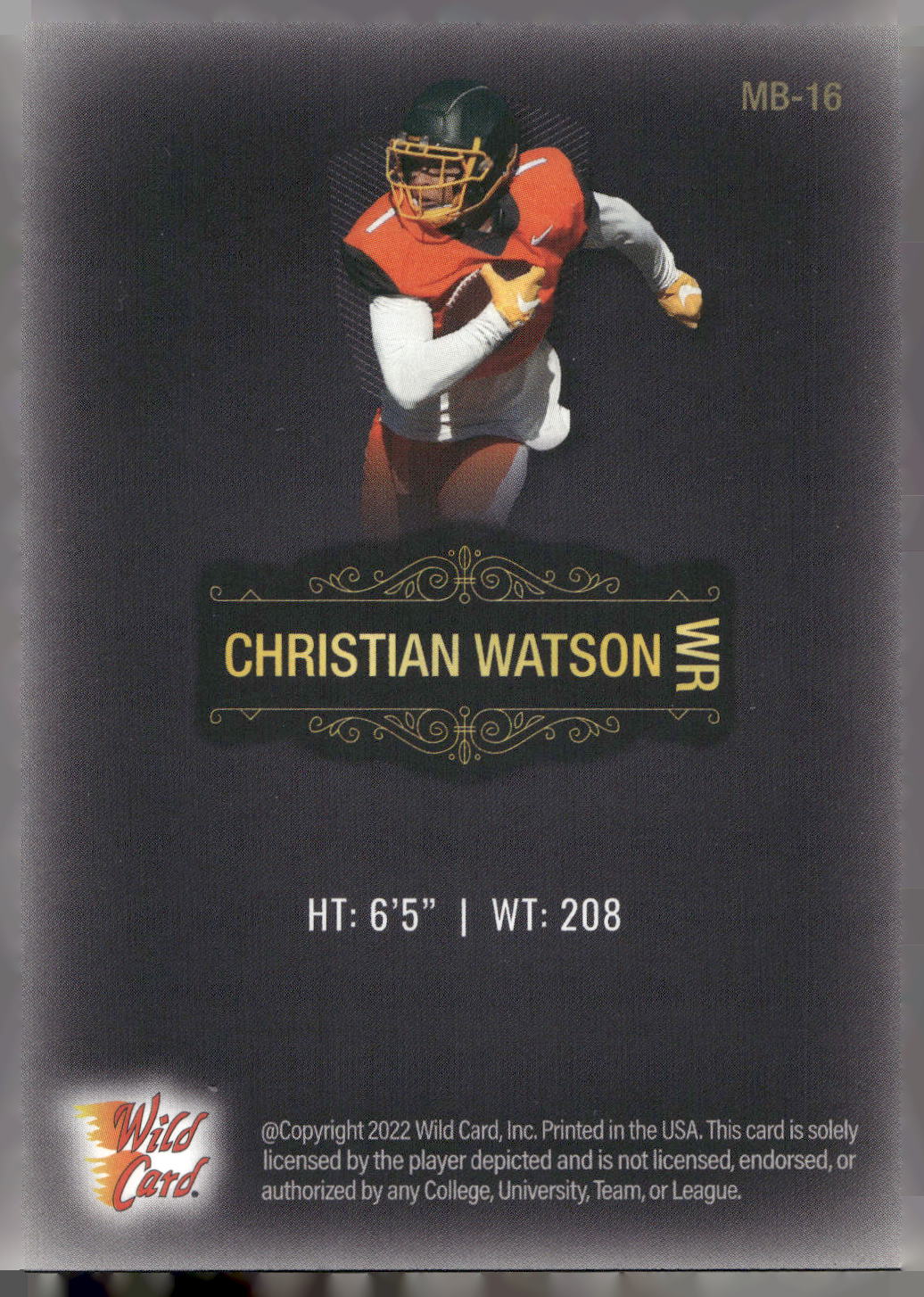2022 Wild Card Matte #MB-16 Christian Watson Black