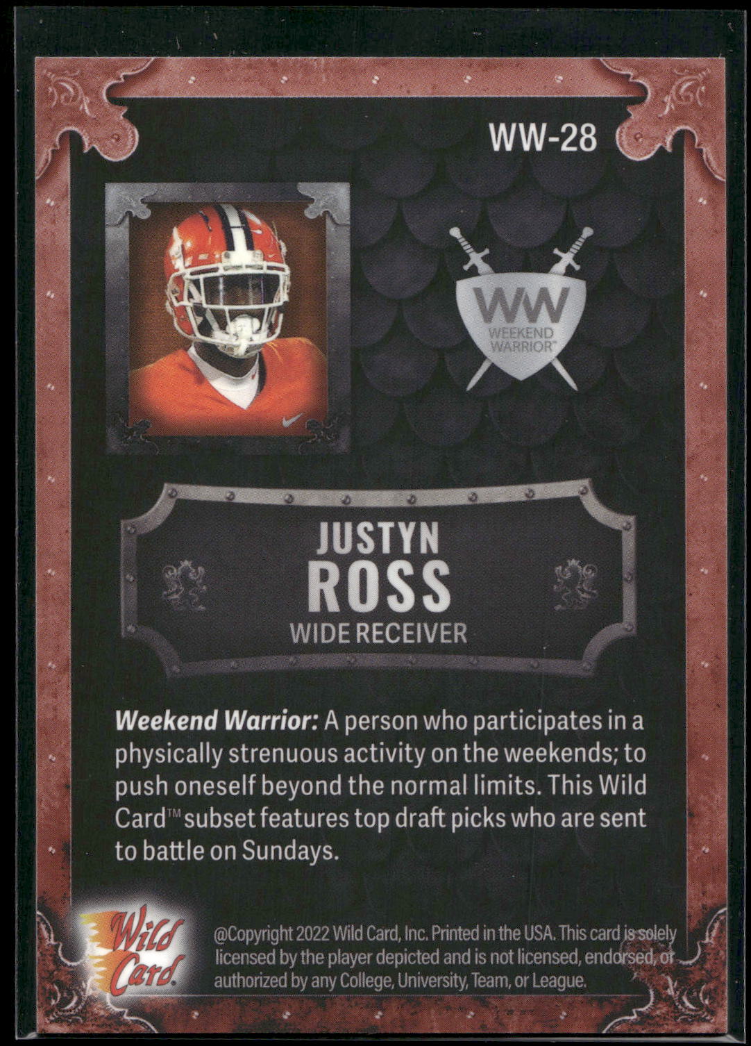 2022 Wild Card Matte #WW-28 Justyn Ross