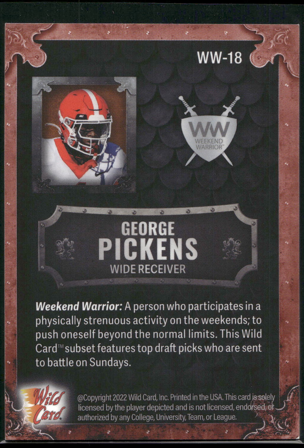 2022 Wild Card Matte #WW-18 George Pickens