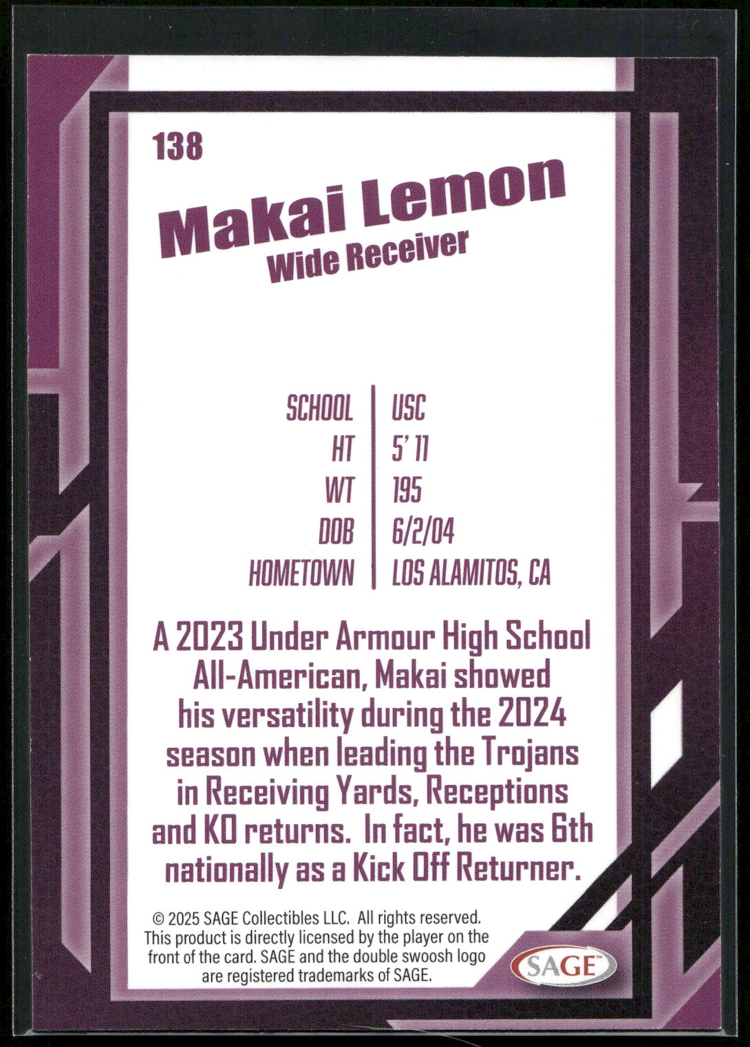 2026 SAGE #138 Makai Lemon Silver